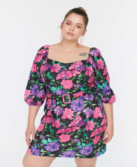 Plus Size Printed Mini Dress