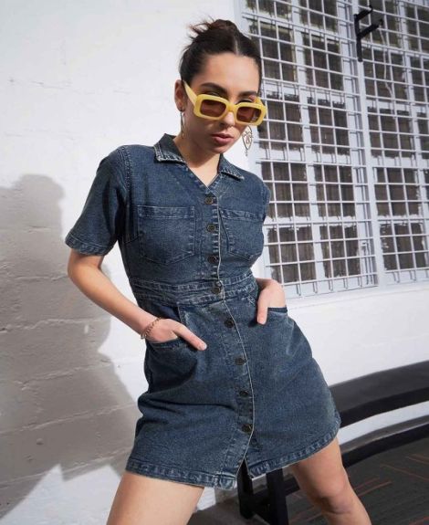 Denim Mini Shirt Dress