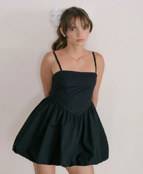 Balloon Pleated Mini Dress