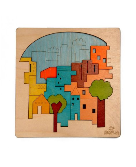 Ekoplay-City Construction wooden puzzle