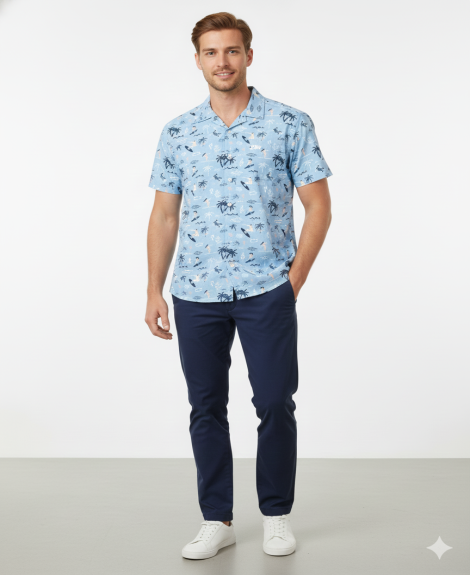 Sky Blue - Tropical Beach Print