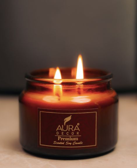 Amber Jar Soy Candle - Twin Wick Premium Gift Candle