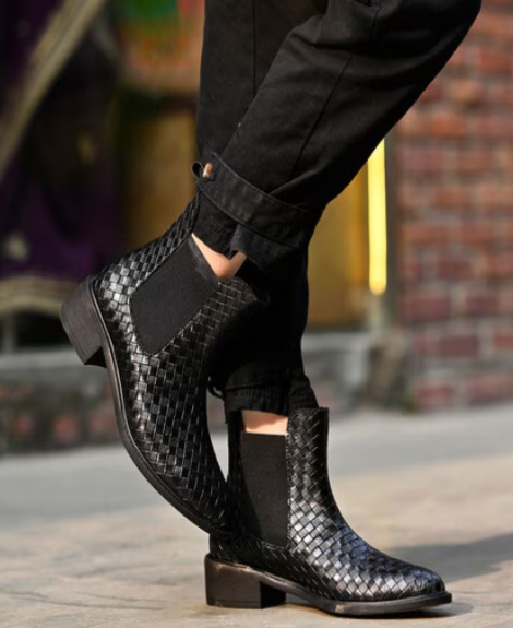 SHOETOPIA,Women Checked Ankle-Length Boots