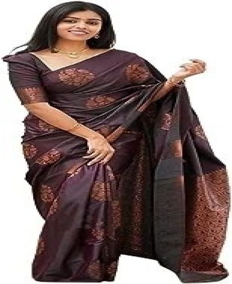 Women's Banarasi Cotton Silk Jacquard Saree With Blouse Piece