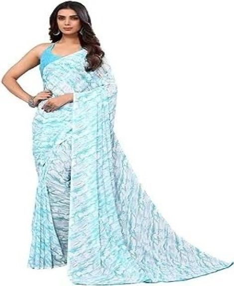 Women's Floral Printed Georgette Saree with Unstitched Blouse Piece