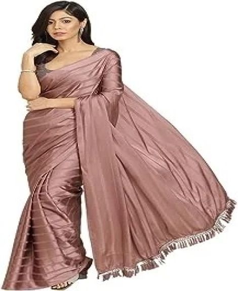 Women's Striped Satin Saree (TI2879_Mauve)