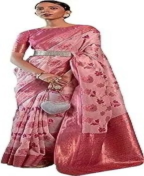 Womens Organza Woven Designer Saree with Unstitched Blouse With Boluse Piece