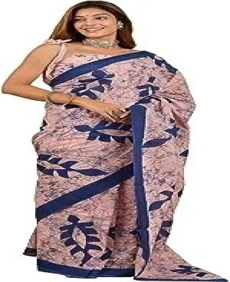 Women's Woven Cotton Saree With Blouse Piece (Multicolour)