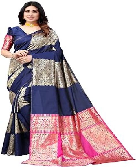 Women's Jacquard (Banarasi) Poly Silk Saree with Unstitched Blouse Piece(2536S105_Pink, Golden)