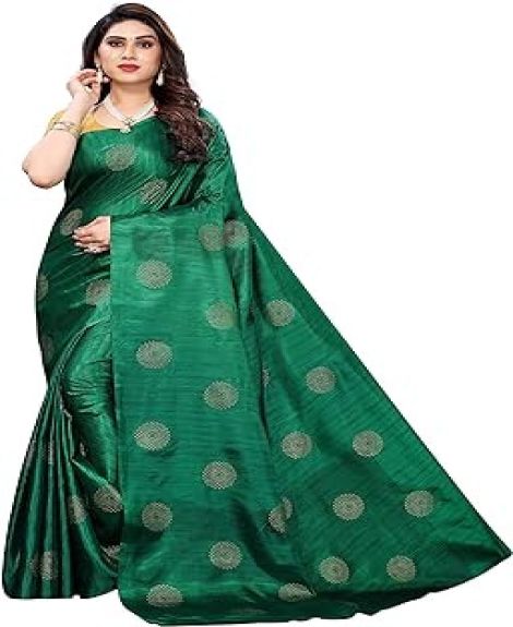 Women's Art Silk Foil Printed Saree With Free Blouse Piece