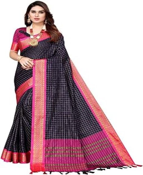 Women's Cotton Silk Handloom Weaving Silk Saree With Rich Contrast Pallu(COTTON SILK SAREE_04)